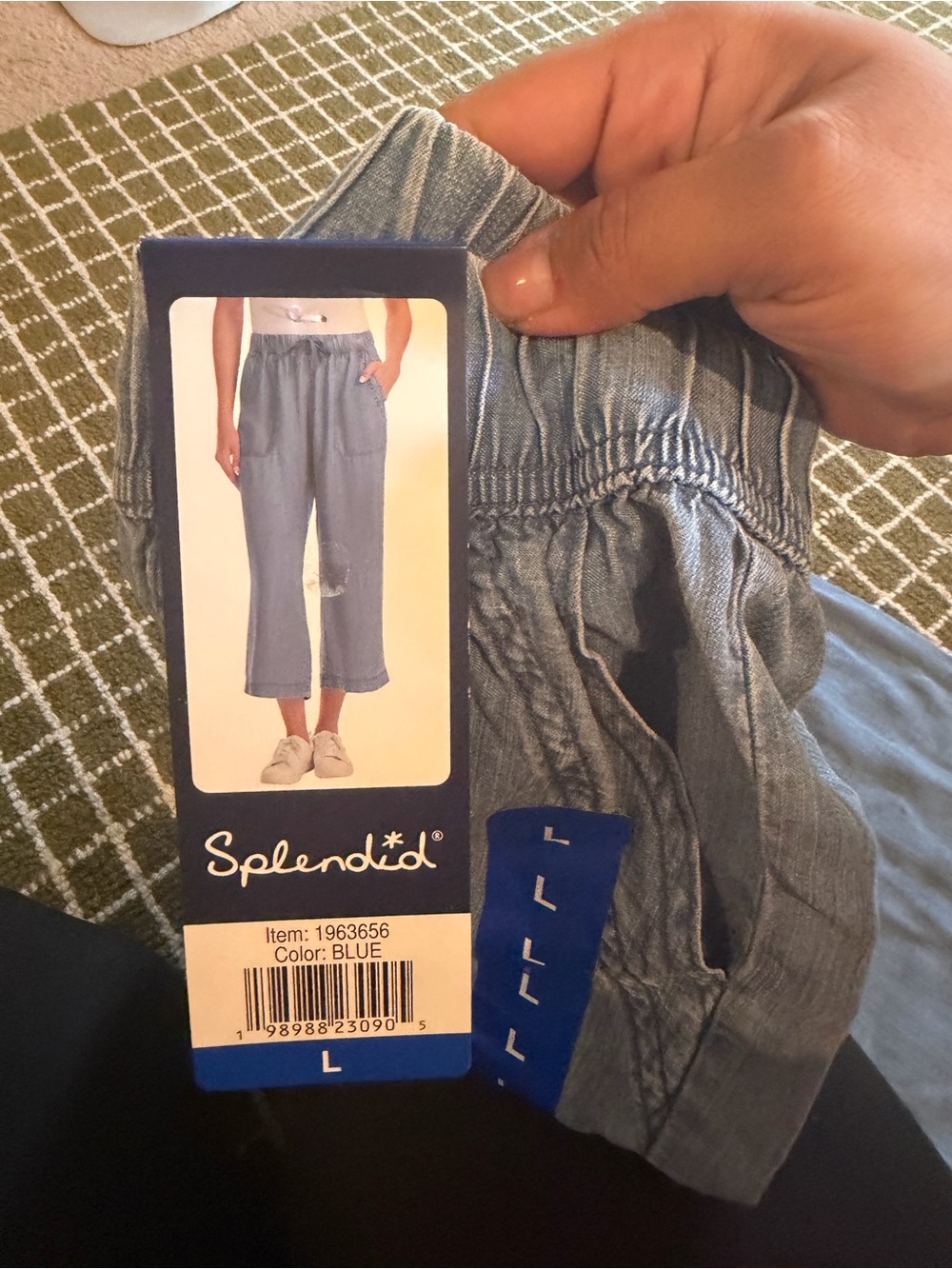 Splendid Light Blue Casual Elastic-Waist women’s capri wide leg Pants - Picture 3 of 4